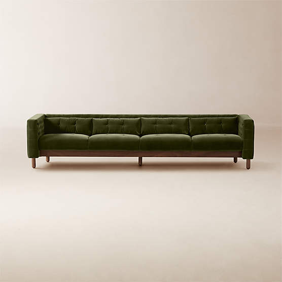 Marconi 4-Seater Tufted Green Velvet Sofa by Gianfranco Frattini