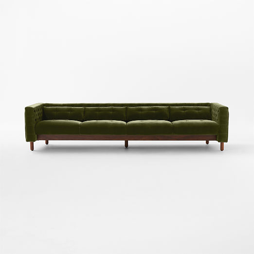 Marconi 105" Tufted Green Velvet Sofa by Gianfranco Frattini