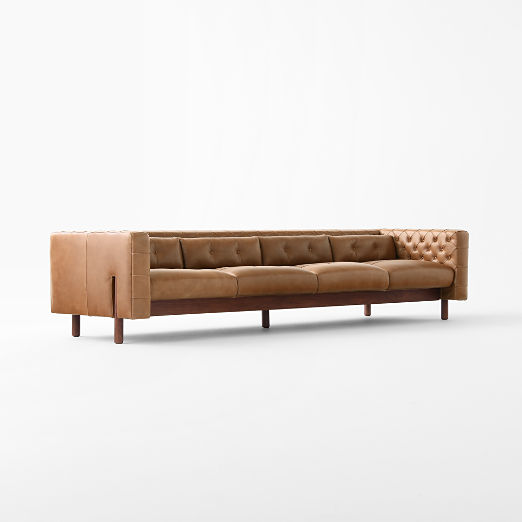 Marconi 105" Tufted Saddle Leather Sofa by Gianfranco Frattini