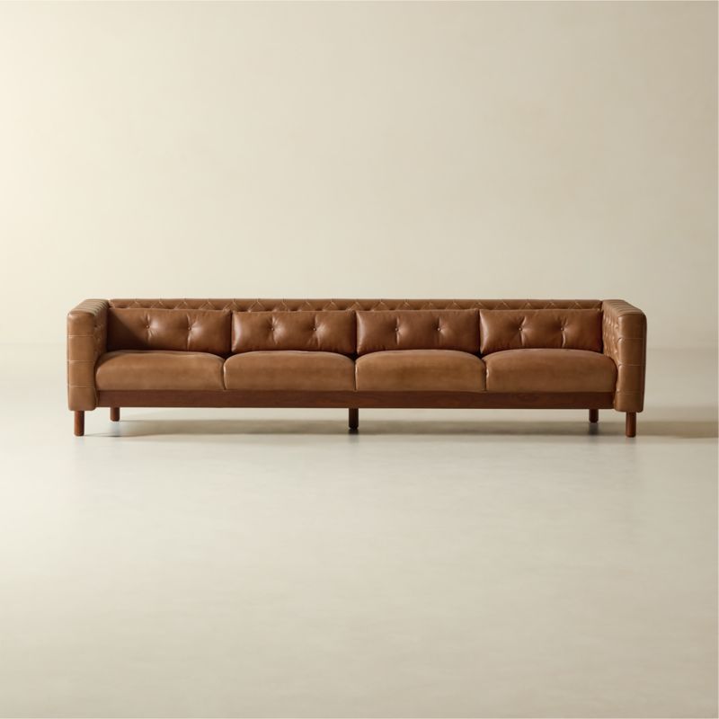 Marconi 105" Tufted Saddle Leather Sofa by Gianfranco Frattini - image 0 of 11