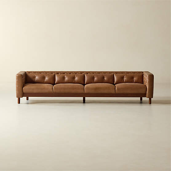 Marconi 105" Tufted Saddle Leather Sofa by Gianfranco Frattini