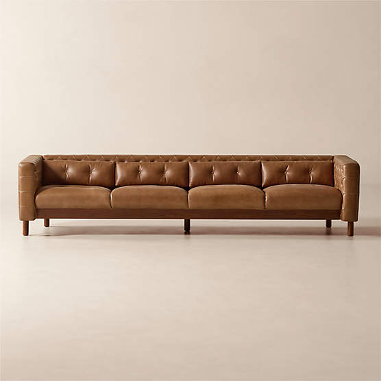 Marconi 105" Tufted Saddle Leather Sofa by Gianfranco Frattini