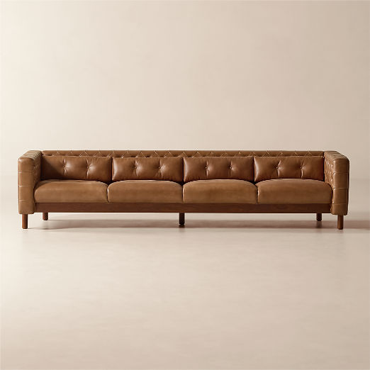 Marconi 105" Tufted Saddle Leather Sofa by Gianfranco Frattini