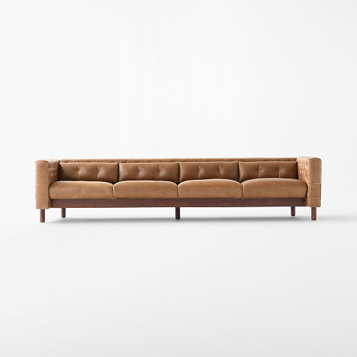 Marconi 105" Tufted Saddle Leather Sofa by Gianfranco Frattini