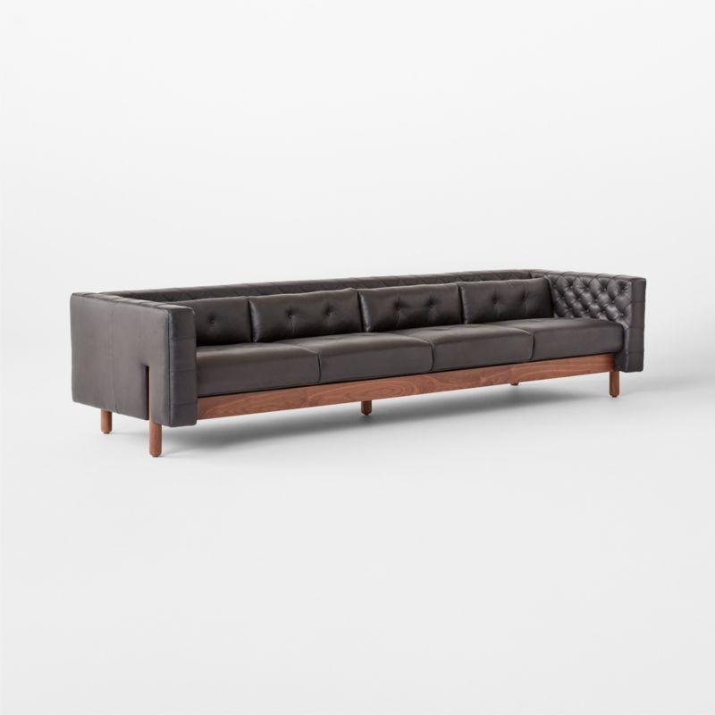 Marconi 4-Seater Tufted Leather Sofa Bello Grey by Gianfranco Frattini - image 5 of 9