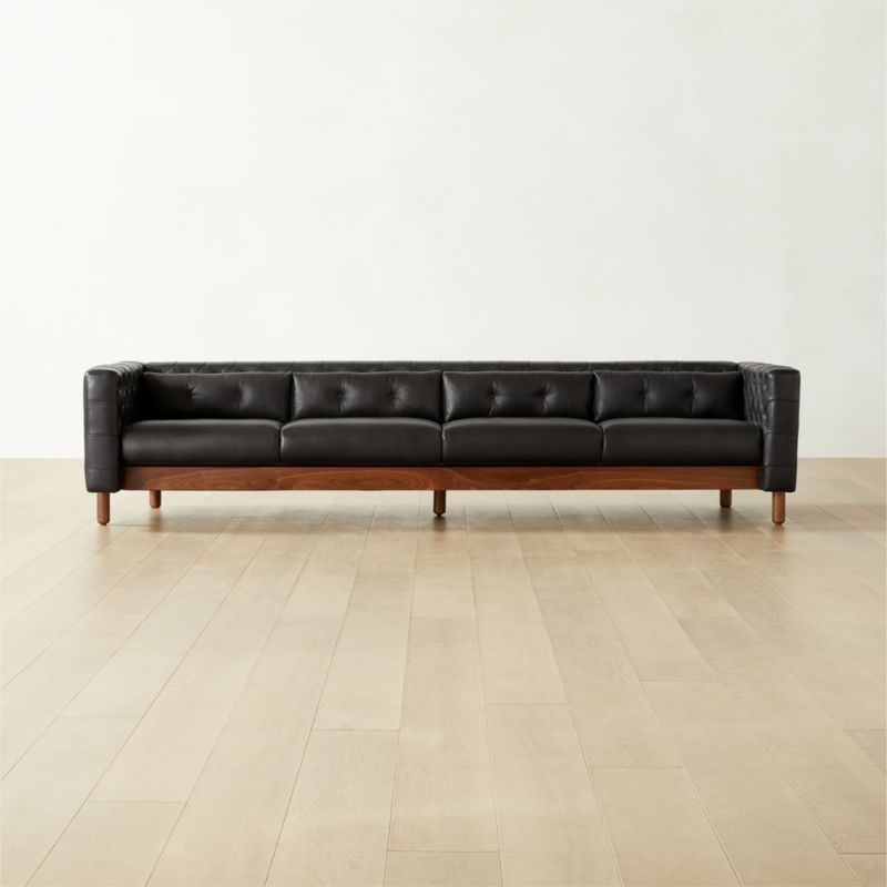 Marconi 4-Seater Tufted Leather Sofa Bello Grey by Gianfranco Frattini - image 1 of 9