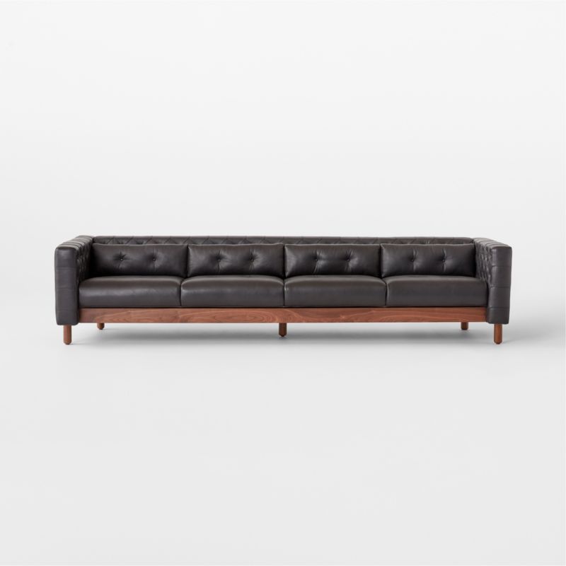 Marconi 4-Seater Tufted Leather Sofa Bello Grey by Gianfranco Frattini - image 4 of 9