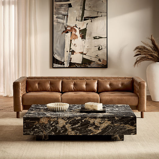 Marconi 81.5" Tufted Saddle Leather Sofa by Gianfranco Frattini
