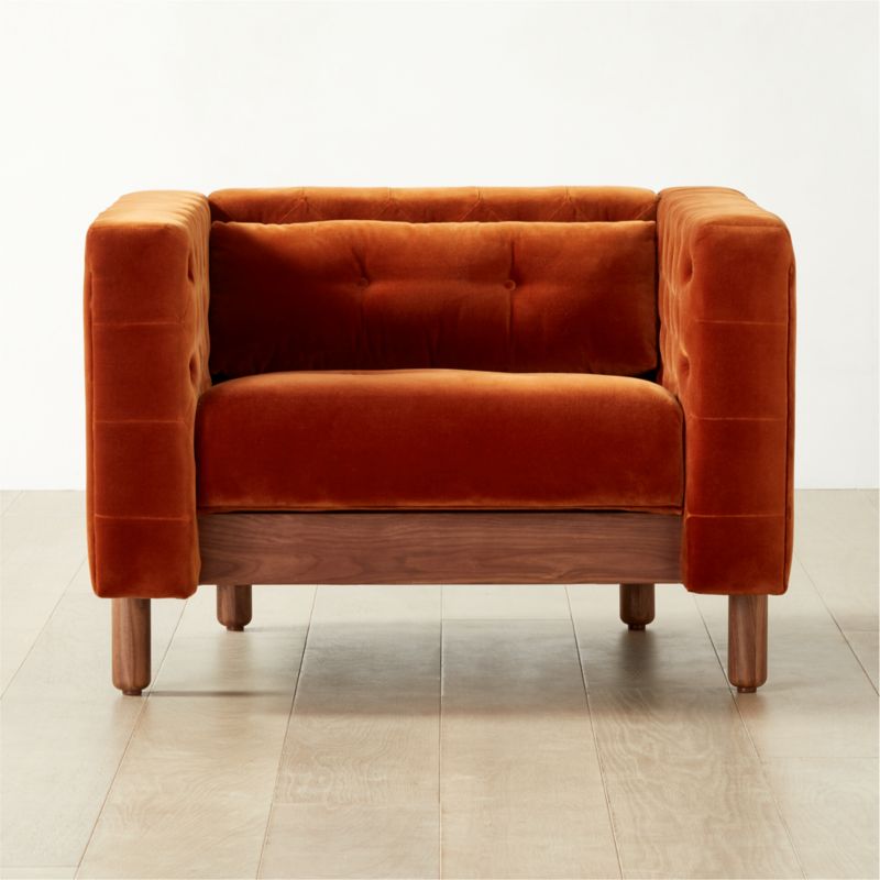 Orange velvet accent discount chair