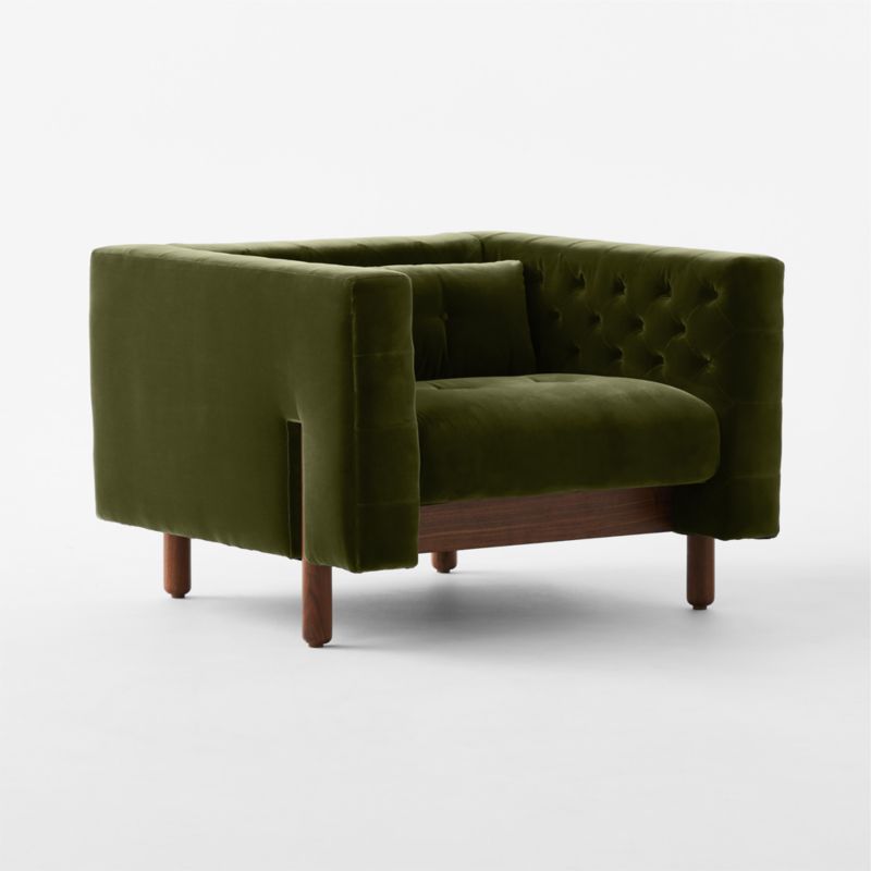 Marconi Tufted Green Velvet Accent Chair by Gianfranco Frattini - image 4 of 9