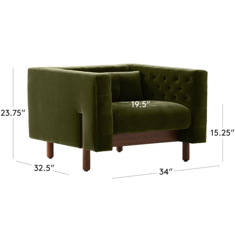 View Marconi Tufted Green Velvet Accent Chair by Gianfranco Frattini - image 3 of 9