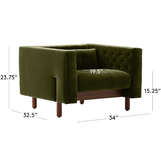 Marconi Tufted Green Velvet Accent Chair by Gianfranco Frattini