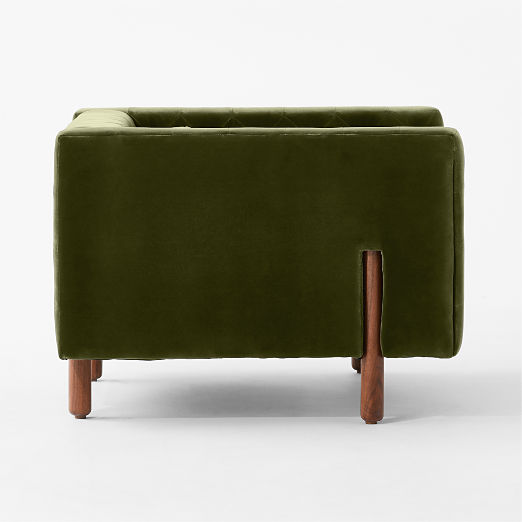 Marconi Tufted Green Velvet Accent Chair by Gianfranco Frattini