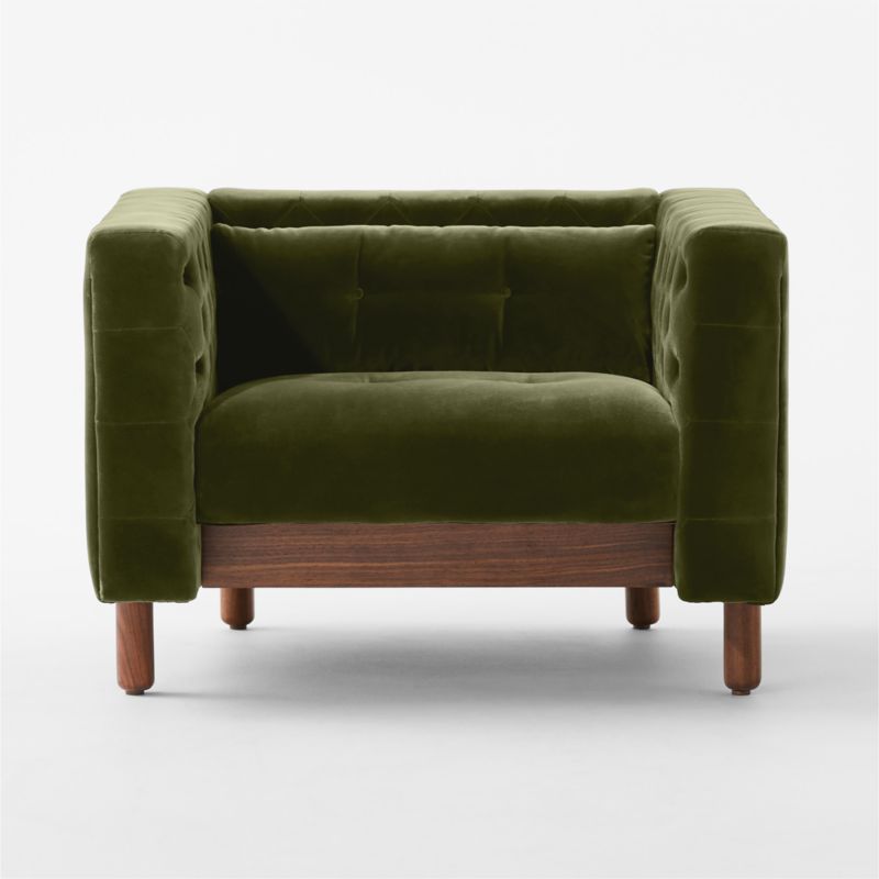 Marconi Tufted Green Velvet Accent Chair by Gianfranco Frattini - image 3 of 9