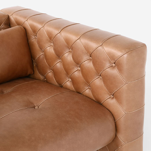 Marconi Tufted Saddle Leather Accent Chair by Gianfranco Frattini