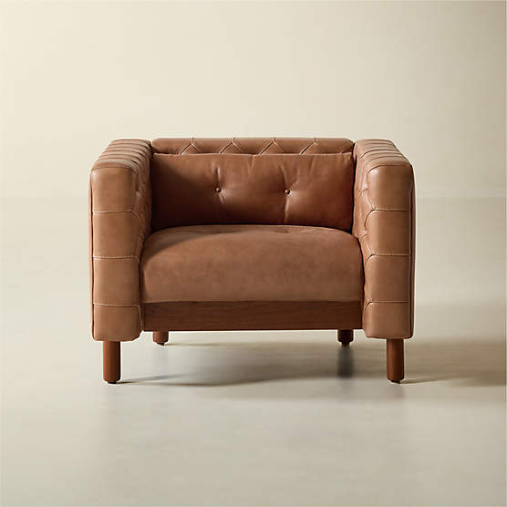 Marconi Tufted Saddle Leather Accent Chair by Gianfranco Frattini