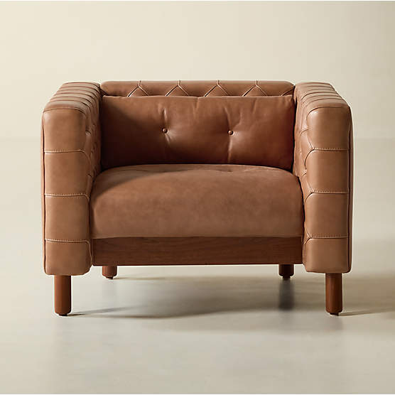 Marconi Tufted Saddle Leather Accent Chair by Gianfranco Frattini