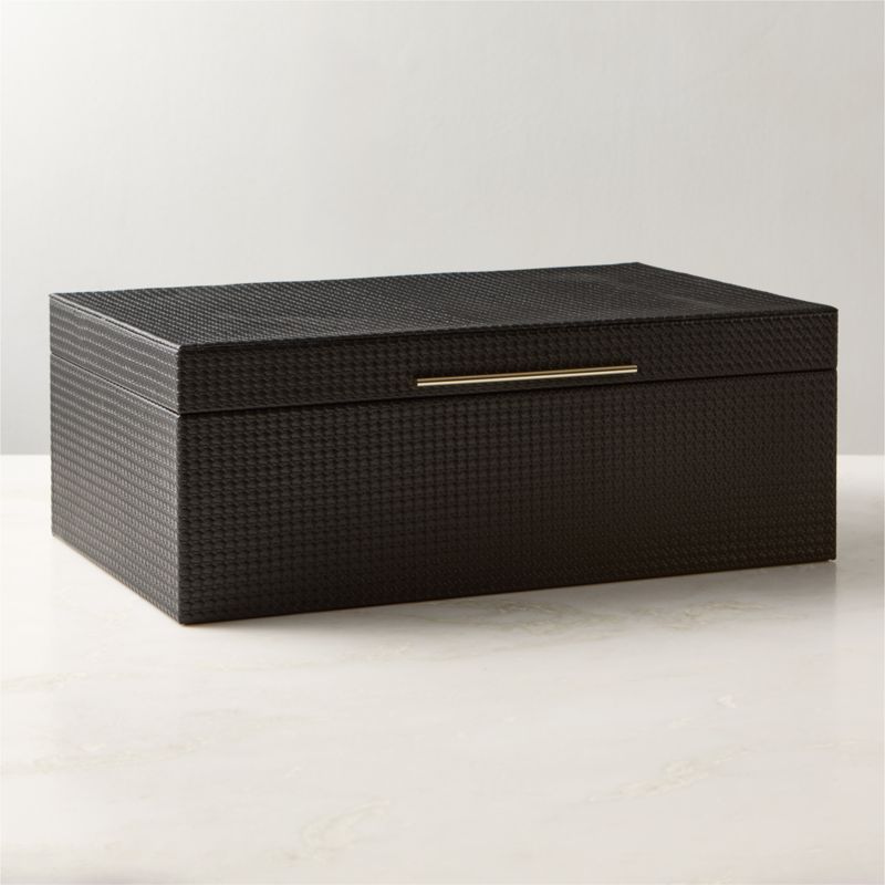 View Marcus Black Leather Storage Box Large details