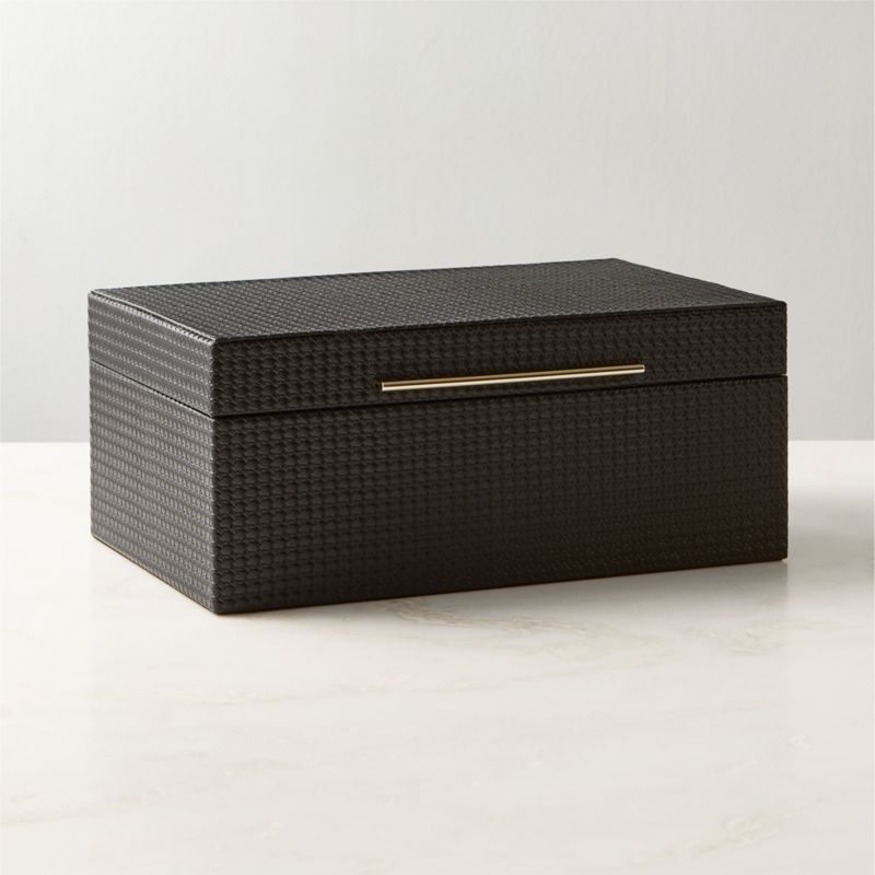 View Marcus Black Leather Storage Box Small details