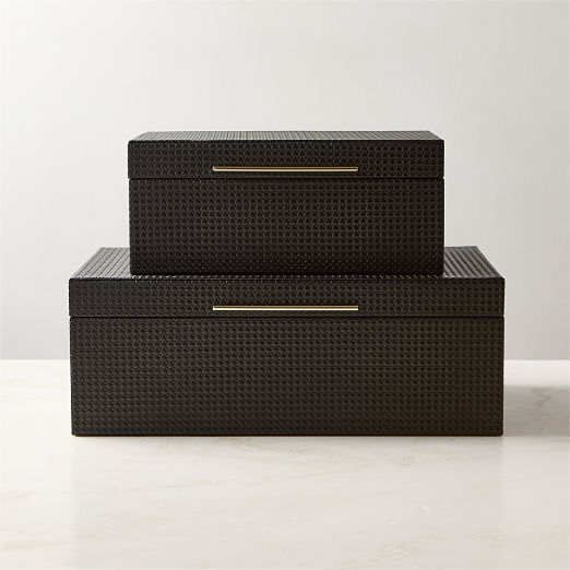 Marcus Black Leather Storage Boxes