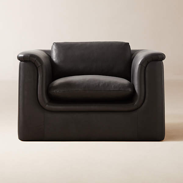 Cb2 black leather deals chair