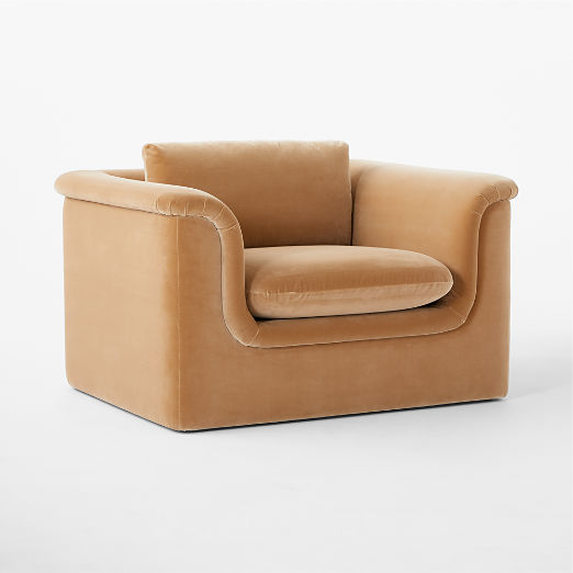 Mardones Camel Brown Velvet Lounge Chair