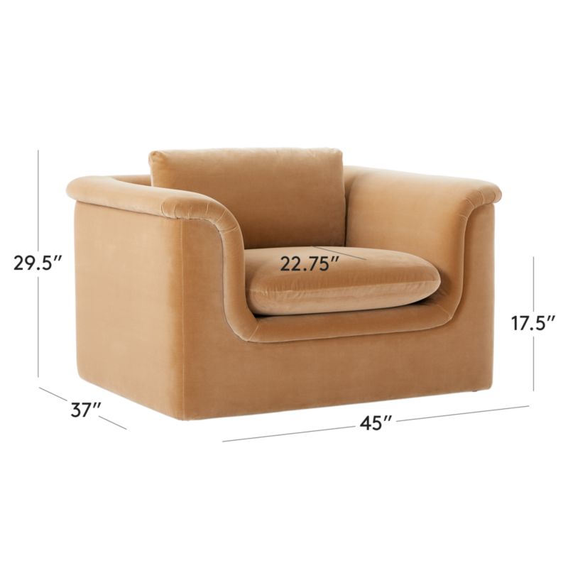 View Mardones Camel Brown Velvet Lounge Chair - image 3 of 9