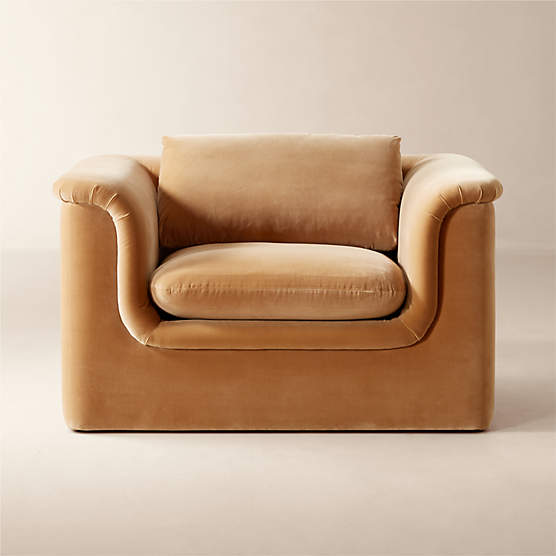 Embassy Bronze Brown Velvet Lounge Chair 314 and Ottoman 310 CB2