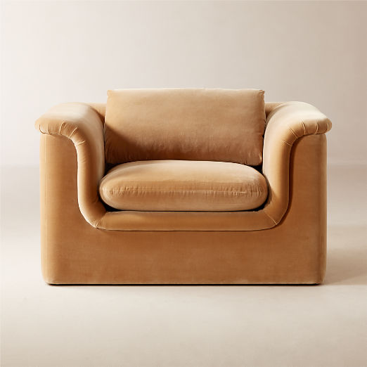 Mardones Camel Brown Velvet Lounge Chair