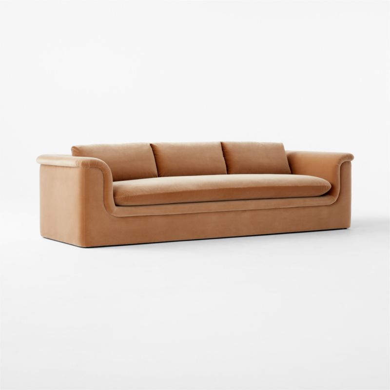 Mardones 103" Camel Brown Velvet Sofa - image 4 of 8