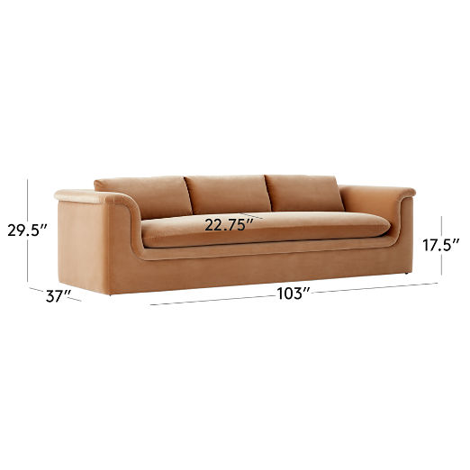 Mardones 103" Camel Brown Velvet Sofa