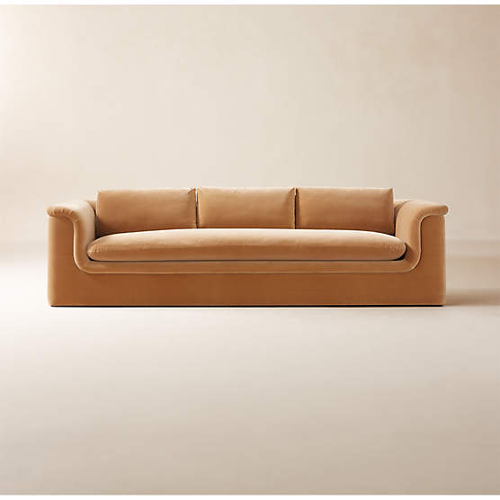 Mardones 103" Camel Brown Velvet Sofa