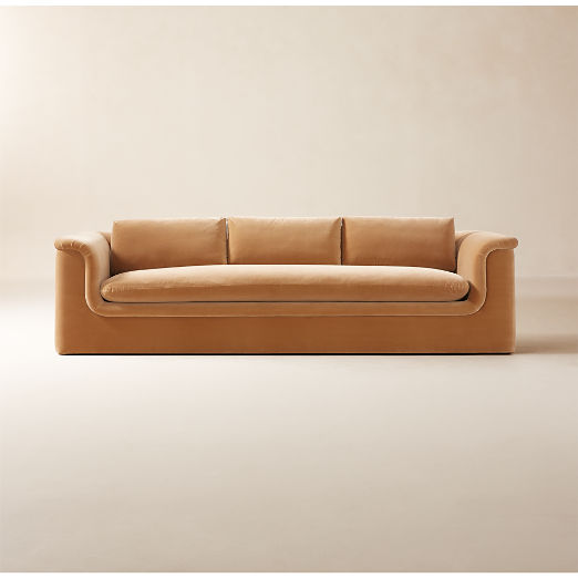 Mardones 103" Camel Brown Velvet Sofa