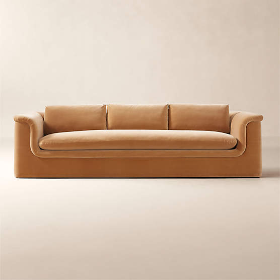 Mardones 103" Camel Brown Velvet Sofa