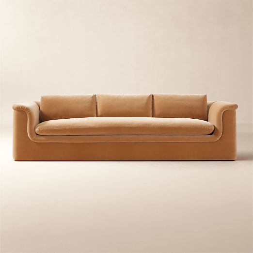 Mardones 103" Camel Brown Velvet Sofa