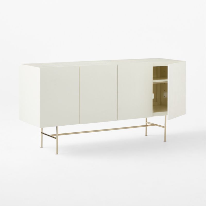 Marfil 60" Ivory Lacquered Grasscloth Media Console - image 10 of 14