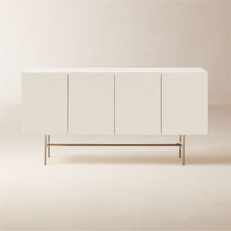 Marfil 60" Ivory Lacquered Grasscloth Media Console - image 0 of 14