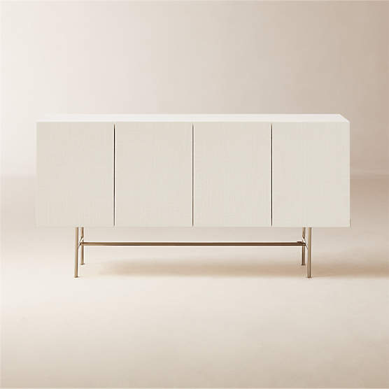 Marfil 60" Ivory Lacquered Grasscloth Media Console