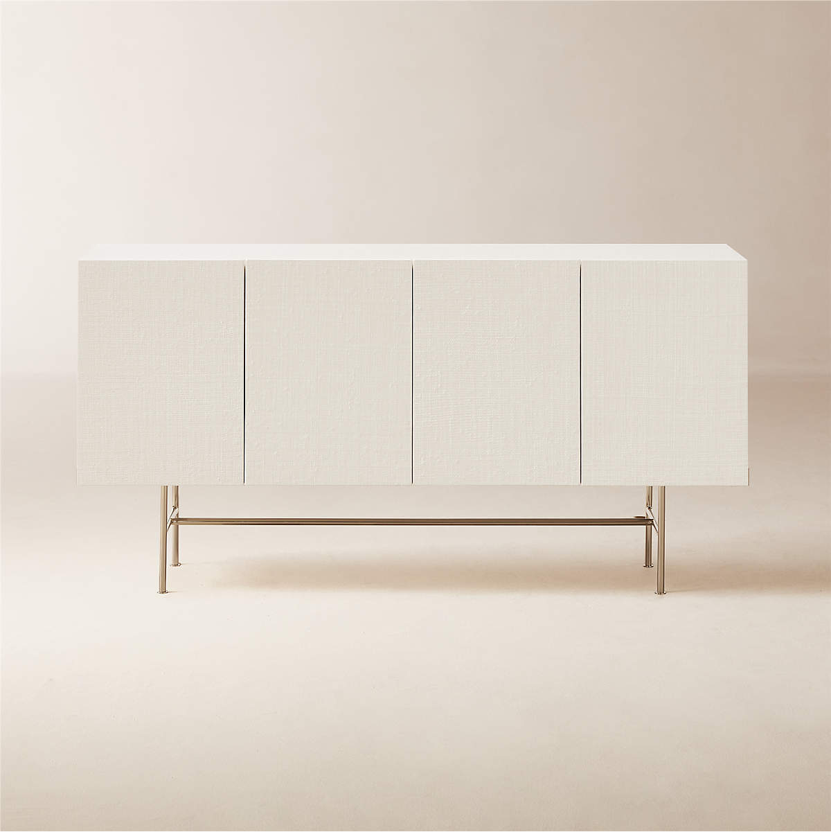 Marfil Ivory Lacquered Grasscloth Media Console 60" + Reviews CB2
