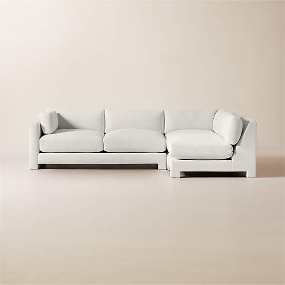 Marguerite 3-Piece L-Shaped White Performance Fabric Sectional Sofa with Left-Arm