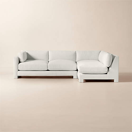 Marguerite 3-Piece L-Shaped White Performance Fabric Sectional Sofa with Left-Arm