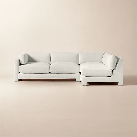 Marguerite 3-Piece L-Shaped White Performance Fabric Sectional Sofa with Left-Arm