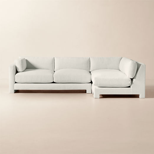 Marguerite 3-Piece L-Shaped White Performance Fabric Sectional Sofa with Left-Arm