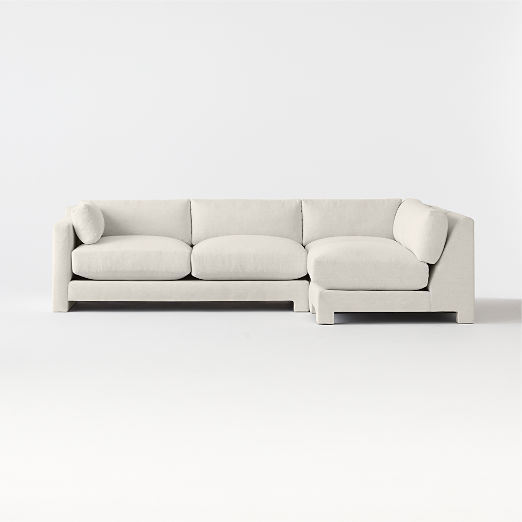 Marguerite 3-Piece L-Shaped White Performance Fabric Sectional Sofa with Left-Arm