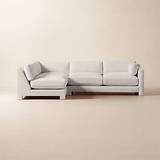 Marguerite 3-Piece L-Shaped White Performance Fabric Sectional Sofa with Right-Arm