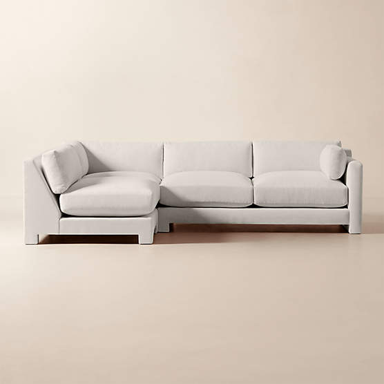 Marguerite 3-Piece L-Shaped White Performance Fabric Sectional Sofa with Right-Arm