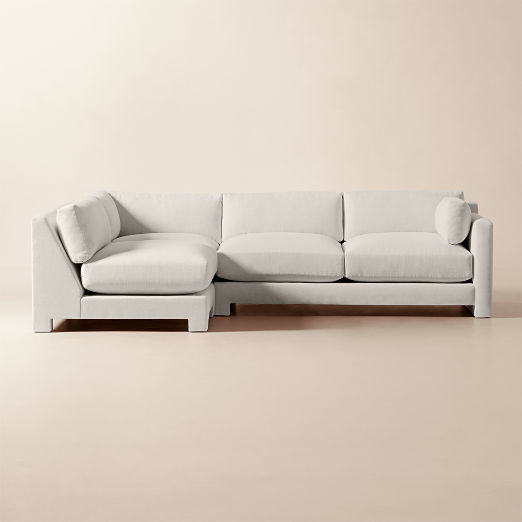 Marguerite 3-Piece L-Shaped White Performance Fabric Sectional Sofa with Right-Arm