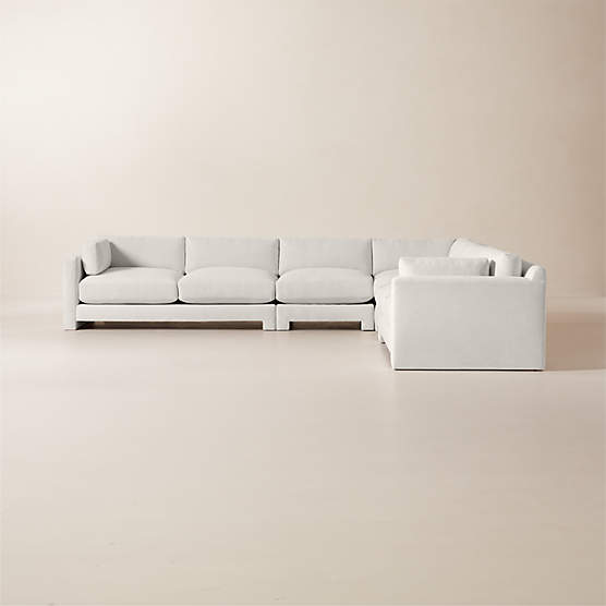 Marguerite 5-Piece L-Shaped White Performance Fabric Sectional Sofa