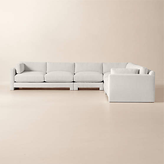 Marguerite 5-Piece L-Shaped White Performance Fabric Sectional Sofa
