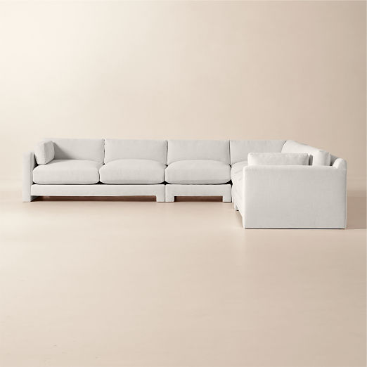 Marguerite 5-Piece L-Shaped White Performance Fabric Sectional Sofa